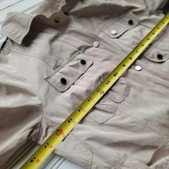 Zara Women Utility Jacket Pockets Belted Pockets Beige Jacket Coat Sz XS - Picture 5 of 16